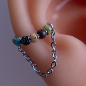 16G 18G Conch Hoop, Large Cartilage Earring, 316L Stainless Steel, Chain Piercing Ring