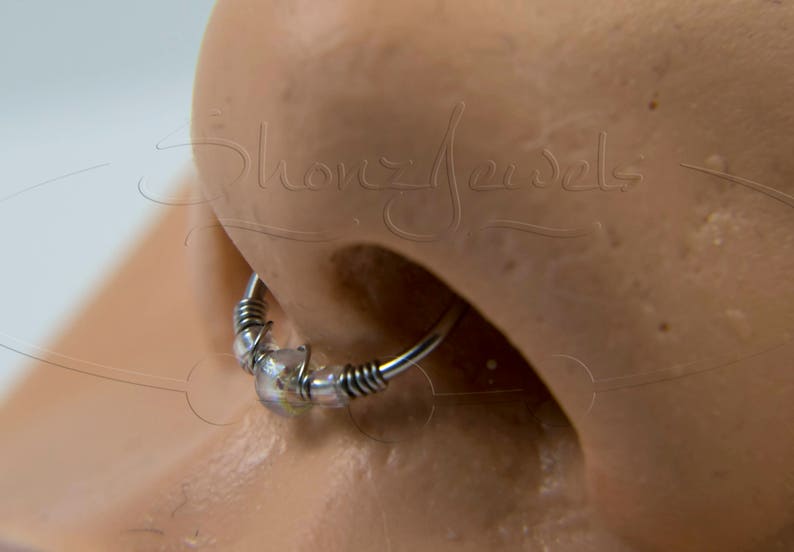 20G 22G Etched Crystal Nose Hoop Ring or Cartilage Earring - Etsy UK