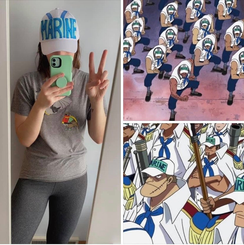 One Piece Marine Hat Cosplay Etsy