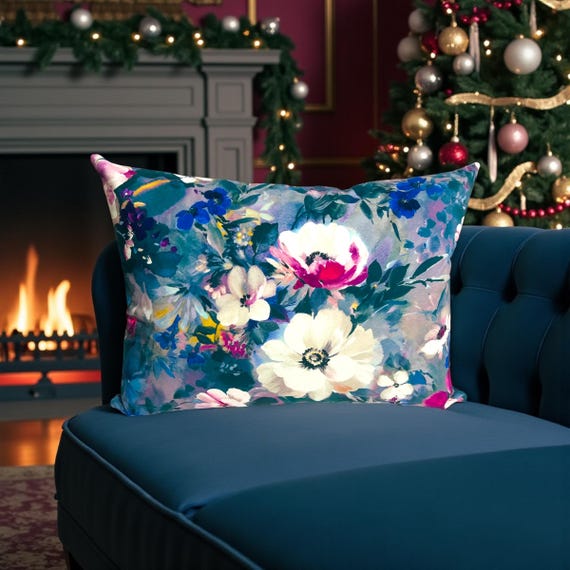 Luxury Handmade Floral Velvet Pillow Cover - Clarke & Clarke Rugosa Damson
