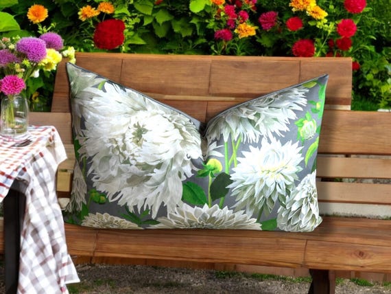Luxury Handmade Dahlia Floral Cushion Cover | Designer Harlequin Cotton | Clarke & Clarke Velvet | Elegant Decorative Pillow