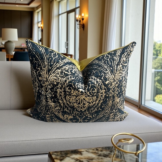 High End GP and  J Baker Wolsey Velvet Pillow Cover: Antique Bronze Black, 20x24