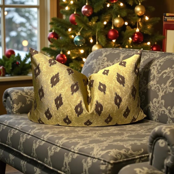 Luxury Gold Art Deco Pillow Cover: Italian Silk Cotton, Glam Decor (16x26)