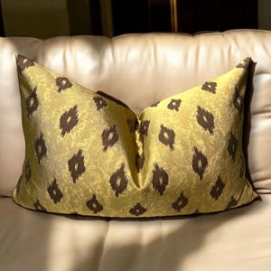 Luxury Gold Silk Cotton Pillow Cover - Italian Designer Fabric - Elegant Decorative Throw Pillow for Sofa, Bed, or Chair - Glam Home Decor