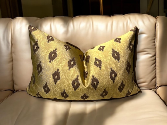 Gold Art Deco Pillow Cover: Italian Silk Cotton, Glam Decor (16x26)