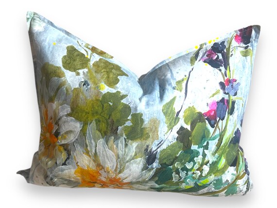 Luxury Floral Linen Pillow Cover - Designers Guild AUBRIET Fuchsia FDG2559/01 | Pure Linen Cushion | High-End Handmade Pillow | Decorative