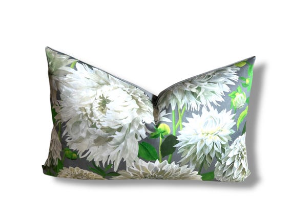 Handmade Dahlia Floral Cushion Cover: Harlequin Cotton & Clarke Velvet