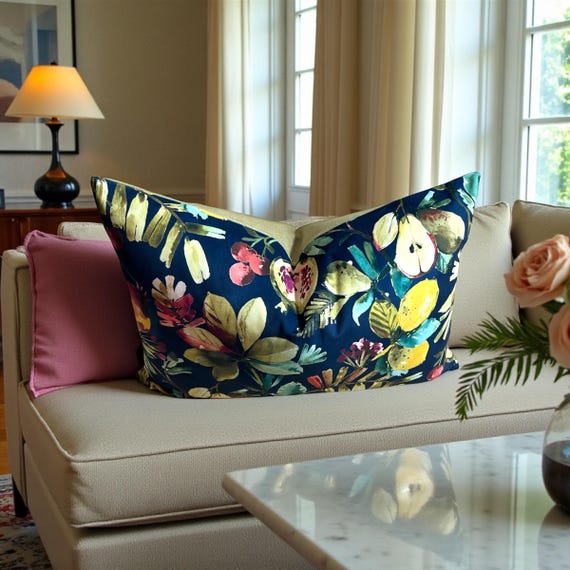Luxury  Fruta Midnight Velvet Pillow Cover: Handmade Designer Decor