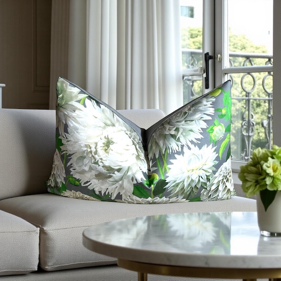 LuxuryFloral Pillow Cover Harlequin Dahlia Cotton & Velvet, 25x16