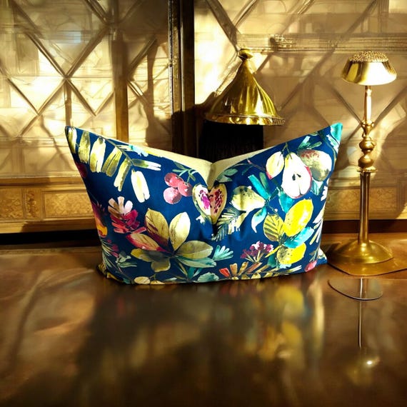 Luxury  Fruta Midnight Velvet Pillow Cover: Handmade Designer Decor