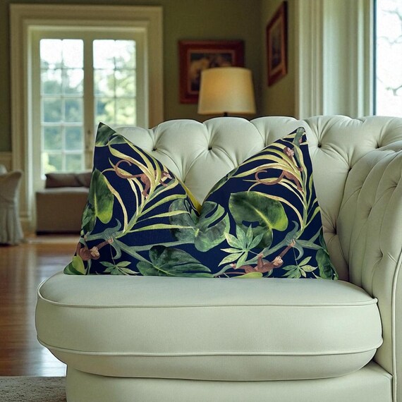Monkey Business Pillow Cover: Clarke & Clarke Linen Cotton, Handmade