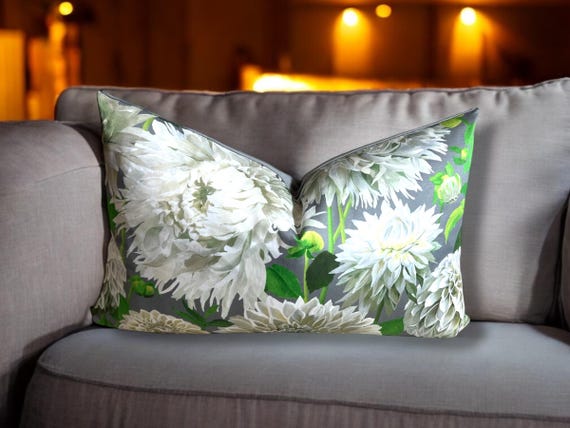 Handmade Dahlia Floral Cushion Cover: Harlequin Cotton & Clarke Velvet