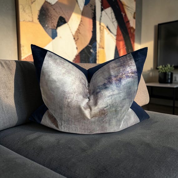 Monet Winter Skies Velvet Pillow Cover – Abstract Art Decorative Cushion 18x20