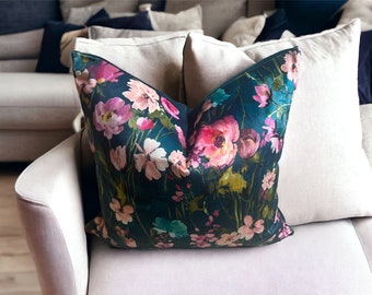 Luxury Clarke&Clarke Kingfisher Lush Velvet Pillow Cover- Floral Victorian Cushion-Designed Pillow- Interior Decorative