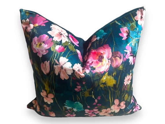 Luxury Clarke&Clarke Kingfisher Lush Velvet Pillow Cover- Floral Victorian Cushion-Designed Pillow- Interior Decorative