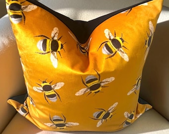 Luxury Bumble Bee Italian Velvet Pillow Cover, English Country House Decor, Handmade Cushion
