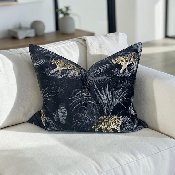 Luxury Handmade Bengal Tiger Velvet Pillow Cover: Designer Decorative Cushion