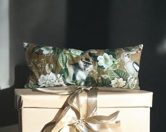 Luxury Small Lumbar Cotton /velvet Pillow Cover 10x25 •  Sofa Bed Travel Pillow • Handmade decorative pilliw- Insert Available on Request
