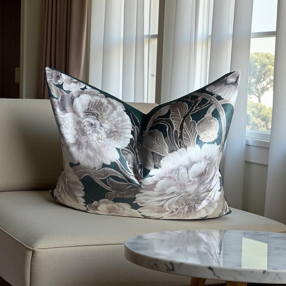 Luxury Floral Velvet Accent Pillow Cover 20x26: Art of the Loom Designer Cushion
