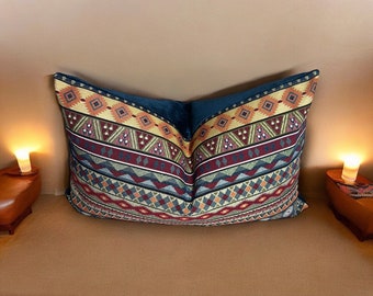 luxury designer Girones Tapestry in Turkish Azaza pillow cover with velvet backing, Handmade pillow, Interior Decorative, Designed