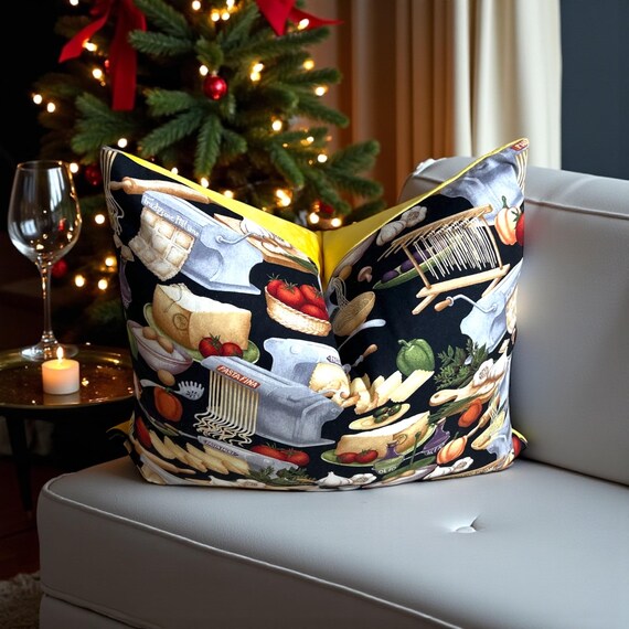Luxury Italian Kitchen Pillow Cover: Handmade Designer Cotton Velvet Cushion