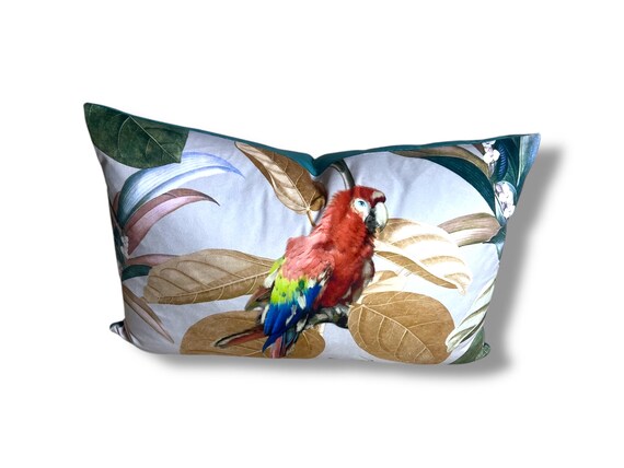Luxury  Clarke & Clarke Designer Velvet pillow cover in Parrot - HighEnd pillow-Handmade interior decorative cushion 15x22”