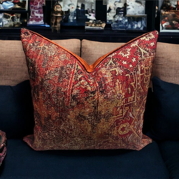 Luxury High -End Designer Moroccan Bazaar  tapestry velvet Pillow Cover/ Handmade  Interior Decorative/ Vintage cushion/Designed Pillow/