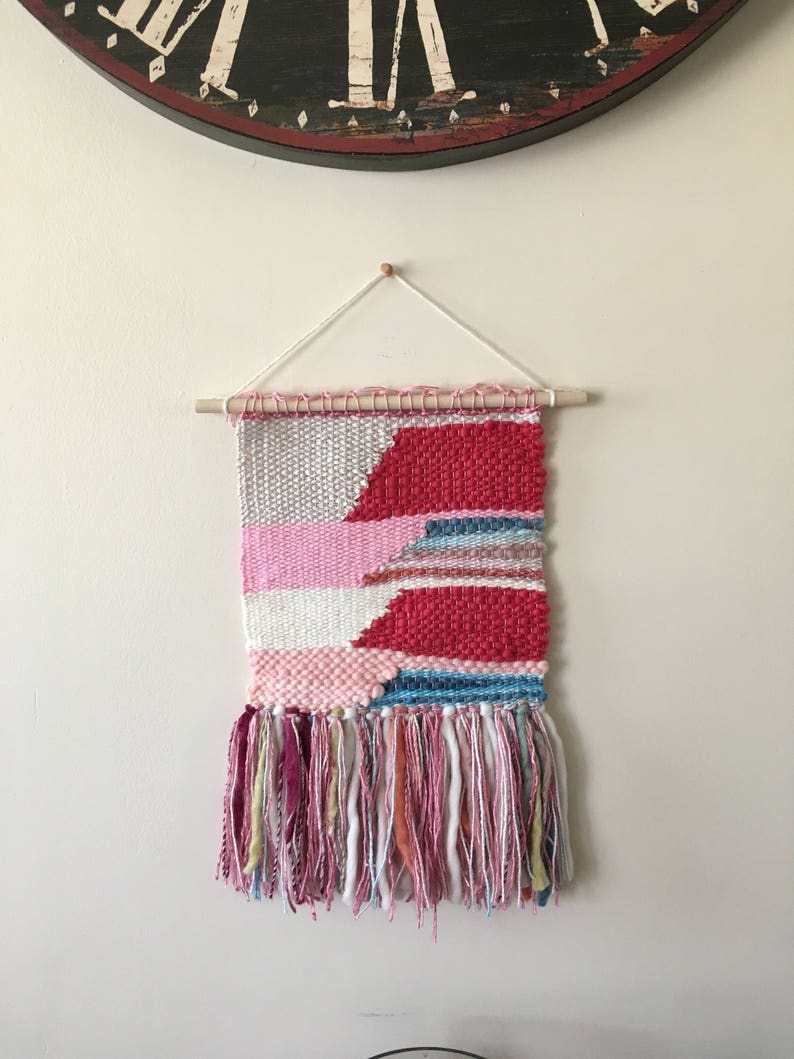 Fiber Art Wall Art Home Decor Pink HandmadeHandwoven Wall ...
