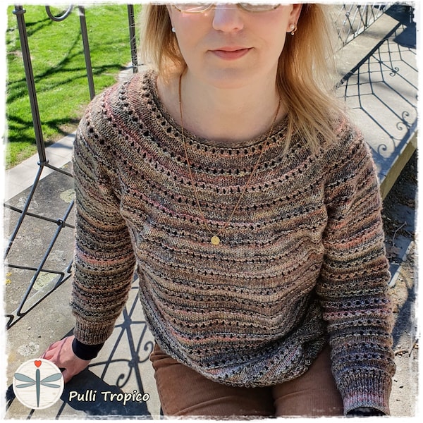 KNITTING INSTRUCTIONS - Pulli Tropico - sweater for the transition - a simple sweater with a hole pattern