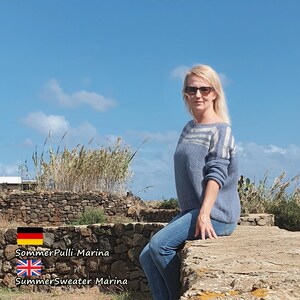 SummerSweater Marina Knitting Pattern (PDF) german, english | Lightweight Boxy Pullover | Beginner-Friendly | Top Down