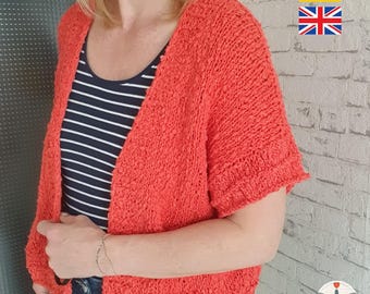 Onda Cardigan Knitting Pattern – Short Sleeve Summer Cardigan | Seamless Top Down Knit | Detailed PDF Pattern in German and English