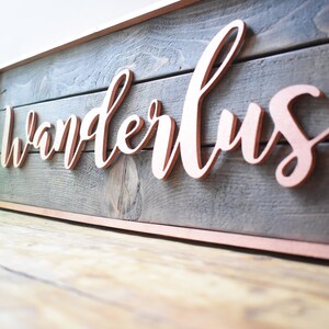 Wanderlust Gift-Adventure Awaits-Rustic-Wood Sign-Home Decor-Wall Art-Rustic Decor-Custom-Logo Design-Wall Decor-3D-Farmhouse Sign-Handmade image 2