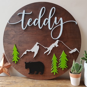 Mountains-Nursery Decor-Nursery Name Sign-Nursery Wall Art-Wooden Letters-Custom-Wood Sign-Woodland-Kids-Bedroom Decor-Personalised