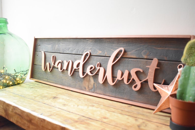 Wanderlust Gift-Adventure Awaits-Rustic-Wood Sign-Home Decor-Wall Art-Rustic Decor-Custom-Logo Design-Wall Decor-3D-Farmhouse Sign-Handmade image 3