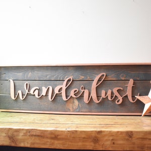 Wanderlust Gift-Adventure Awaits-Rustic-Wood Sign-Home Decor-Wall Art-Rustic Decor-Custom-Logo Design-Wall Decor-3D-Farmhouse Sign-Handmade image 4