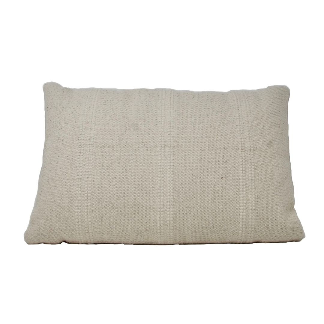 Housse de Coussin Rectangulaire 55x35 cm en Coton Écru et Jute Fermeture Éclair Couleur Écrue