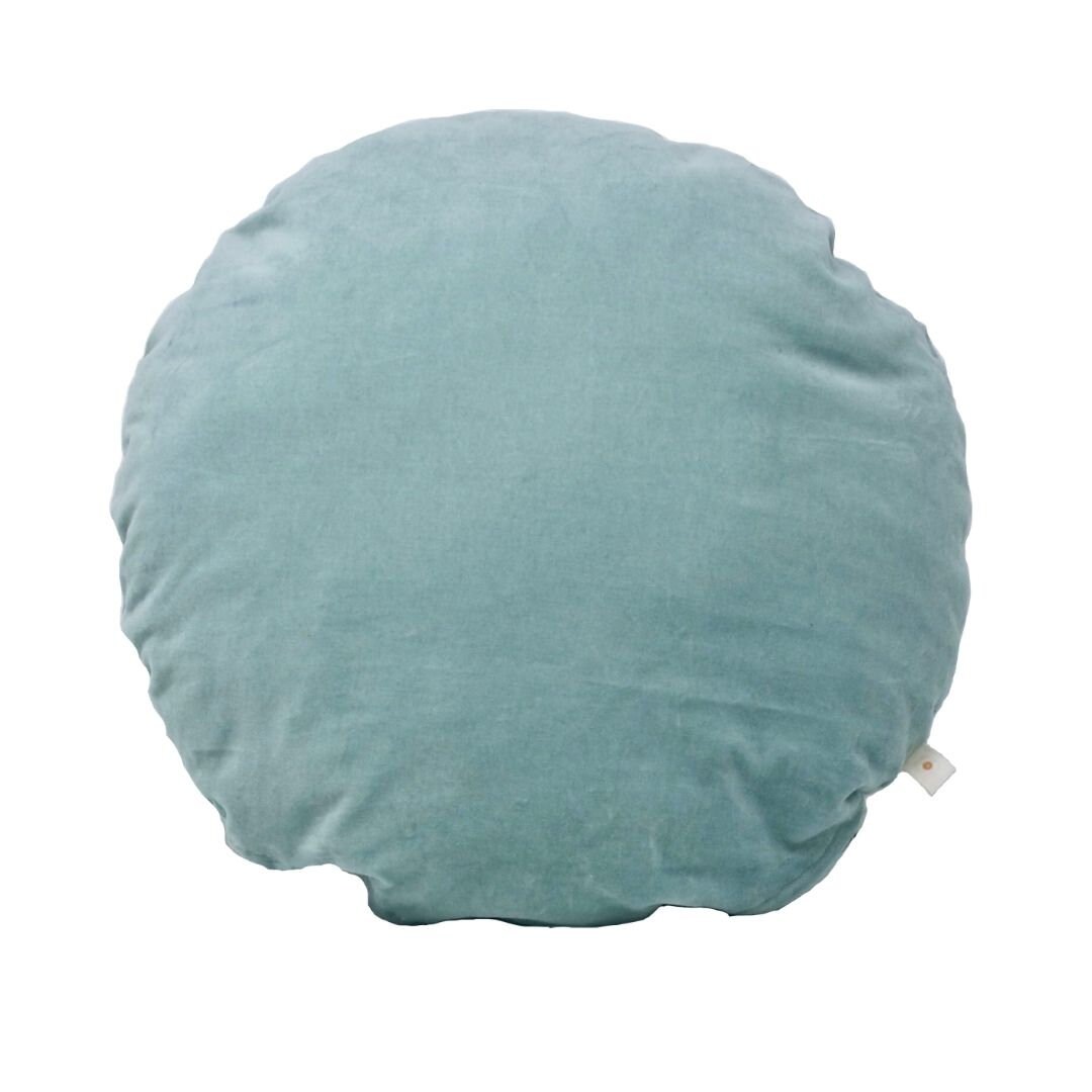 Coussin Rond Velours Vert d'eau Diamètre 40 cm