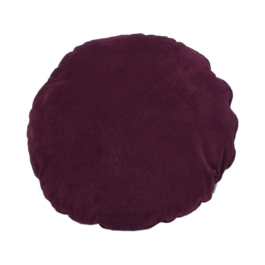 Coussin Rond Velours Bordeaux Diamètre 40 cm
