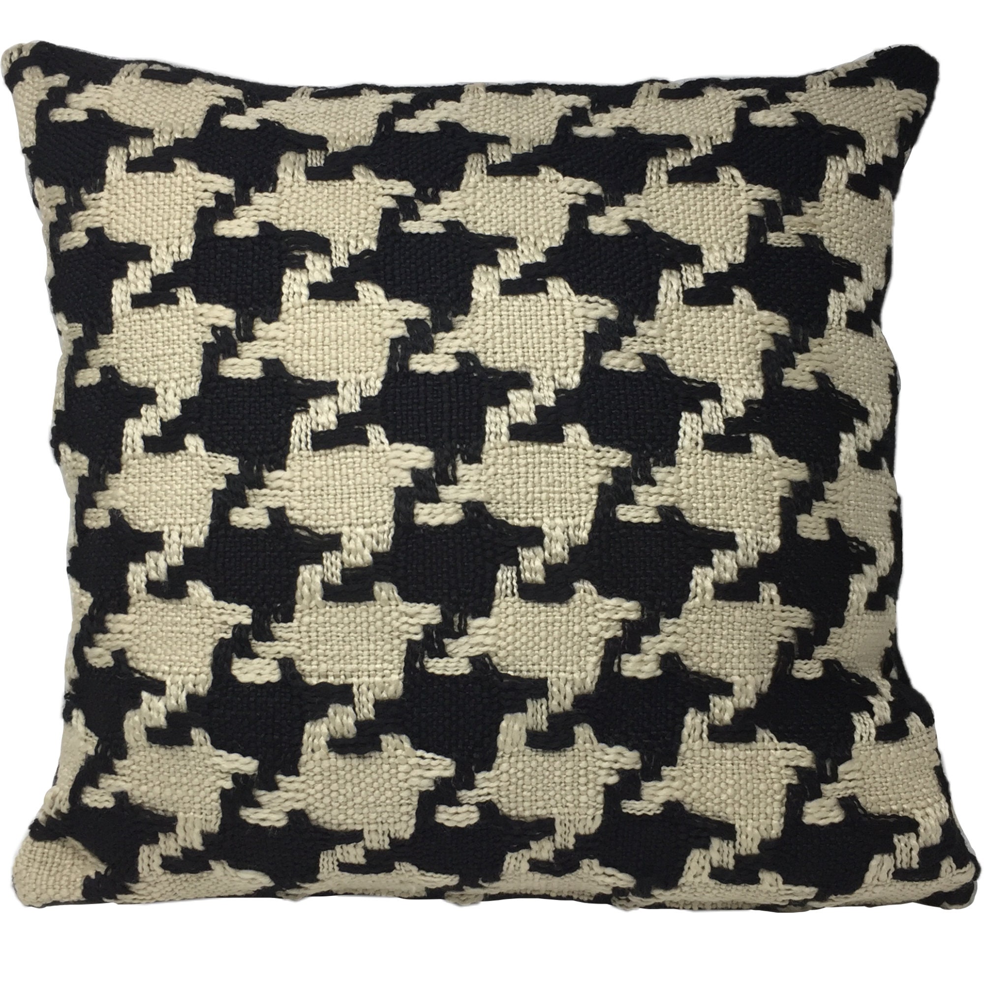 Housse de Coussin Carrée 50 X en Laine, Laine Bouillie et Polyamide Noir Blanc Crème avec Fermeture 