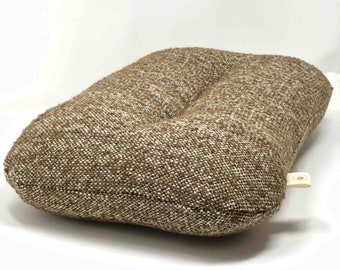 Gestepptes rechteckiges Kissen RECYCELTE WOLLE honigbraun Maison Haute-Couture, handgefertigt in FRANKREICH, 50x30cm, Innenseite aus Schafwolle