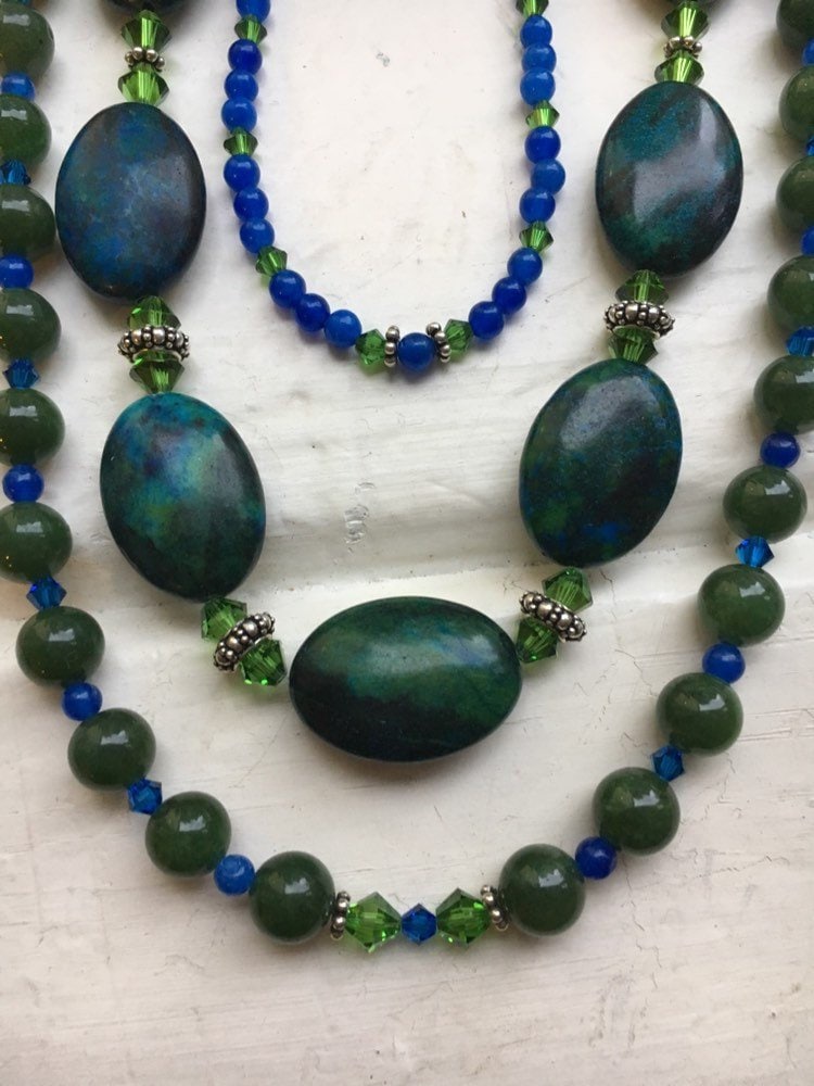 Serpentine Quartz Malaysian Jade Swarovski Crystal & Etsy Sweden