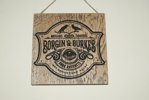 Borgin and Burkes, Harry Potter, Wooden Sign, Wall Sign, Carved