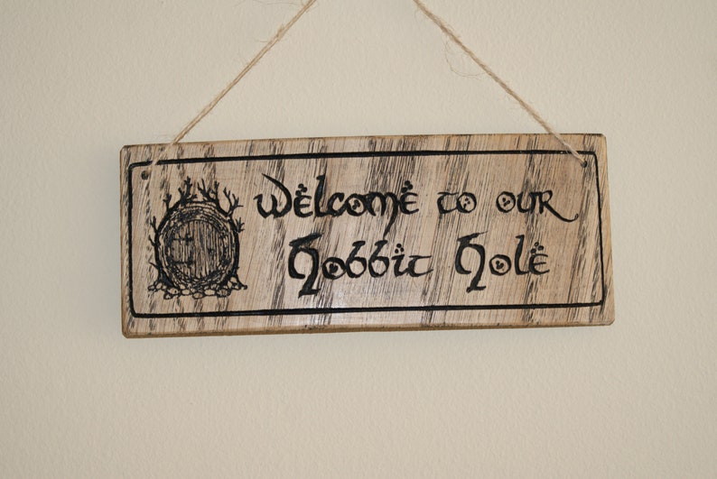 Welcome to Our Hobbit Hole, Tolkien Wooden Sign, Wooden Sign, Carved ...