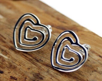 ピアス +ENGBROX+ silver925 deary heart earring EBEA24001 Sterling Silver Heart Swirl Earrings (NA24) - Etsy