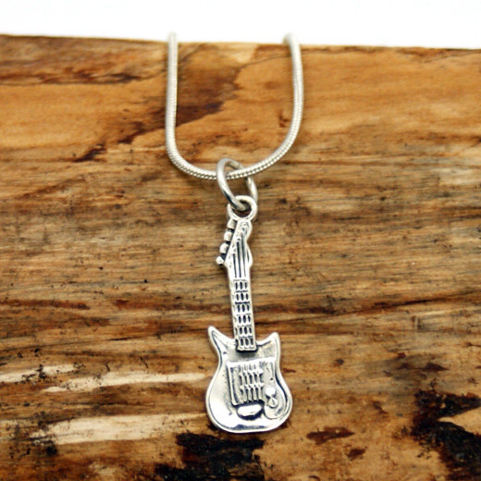 Sterling Silver Electric Guitar Pendant and Chain Handmade Etsy New Zealand