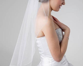 2 mm Ribbon Edge,Cathedral Veil , Fingertip Wedding Veil ,Bridal Veil, Ivory Veil, White Veil ,Floor Length Veil, Single Tier Veil,