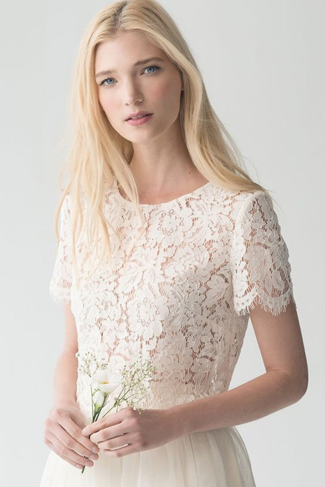 Cord Lace Cover up Bridal ROXANNE Lace Top Bridal Jacket Wedding Lace Topper Crop Top Wedding