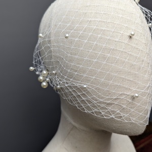 Bandeau Wedding Pearl Veil French Net Veil Bird Cage Veil Face Bridal Pearl Birdcage Veil Ivory Off White