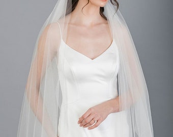 Wedding Veil  Raw Cut Single Tier Veil Short Long  Veil Made-to-Order Veil Bespoke Veil