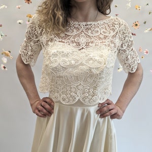 Guipure lace cover up bridal HONEY  Lace Top wedding lace topper crop top bridal bolero lace wrap